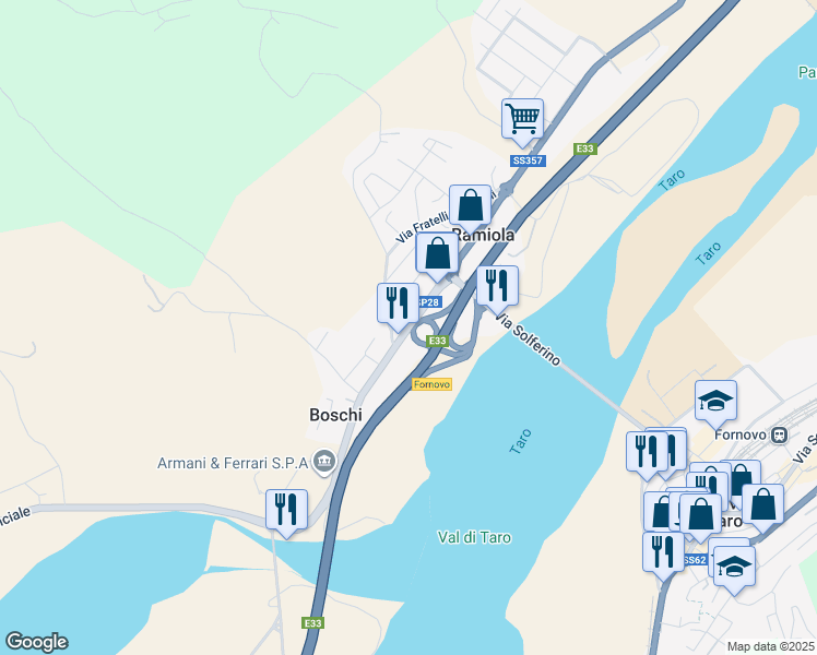map of restaurants, bars, coffee shops, grocery stores, and more near in Ramiola