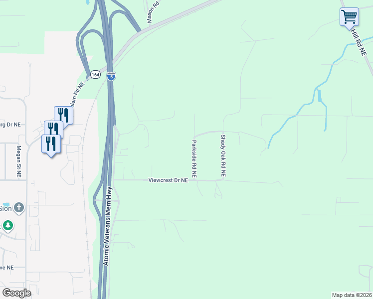 map of restaurants, bars, coffee shops, grocery stores, and more near 38624 Parkside Road Northeast in Albany
