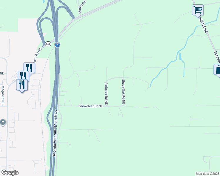 map of restaurants, bars, coffee shops, grocery stores, and more near 38624 Parkside Road Northeast in Albany