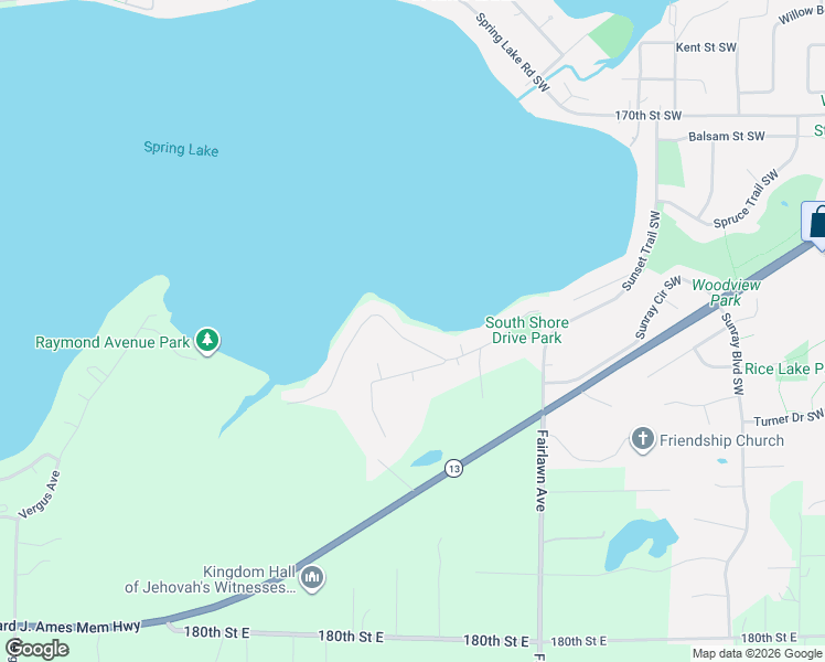 map of restaurants, bars, coffee shops, grocery stores, and more near 2780 South Shore Drive in Prior Lake