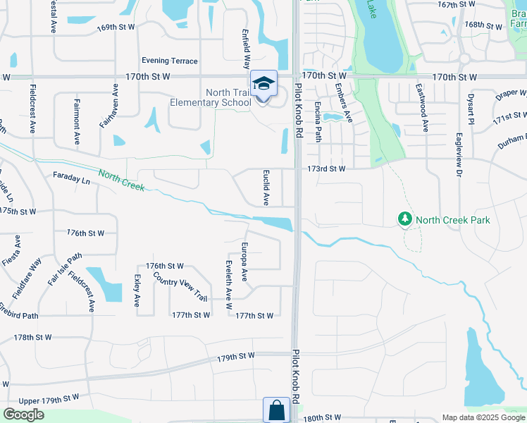 map of restaurants, bars, coffee shops, grocery stores, and more near 17396 North Creek Drive in Farmington