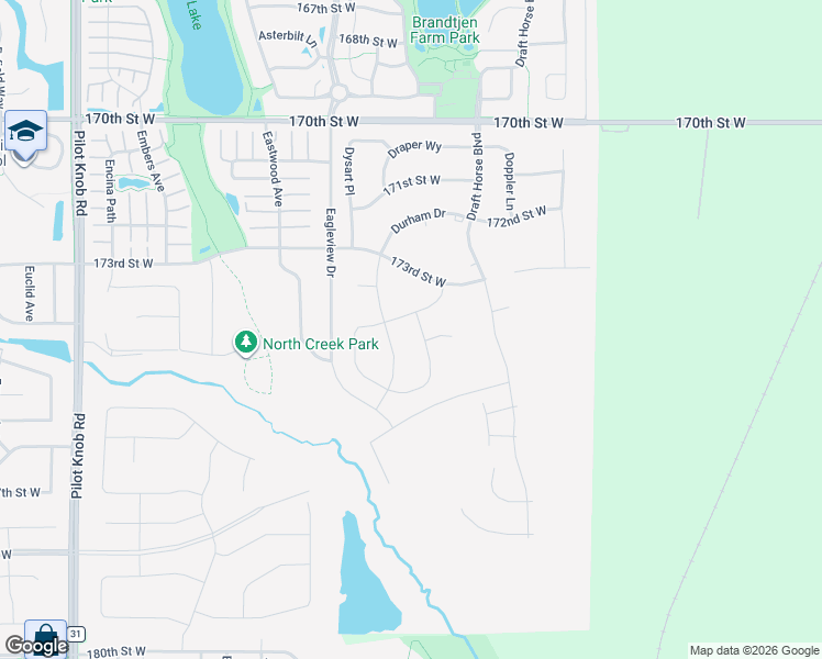 map of restaurants, bars, coffee shops, grocery stores, and more near 5223 173rd Street West in Farmington