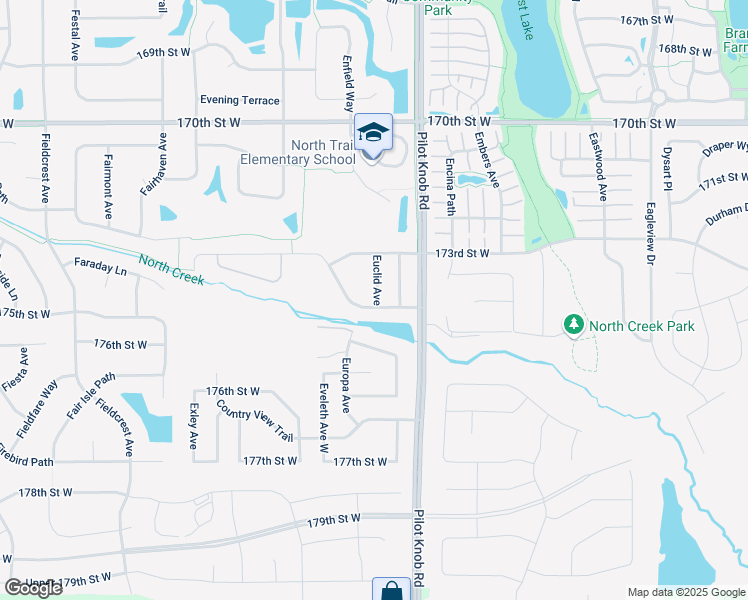 map of restaurants, bars, coffee shops, grocery stores, and more near 17396 North Creek Drive in Farmington