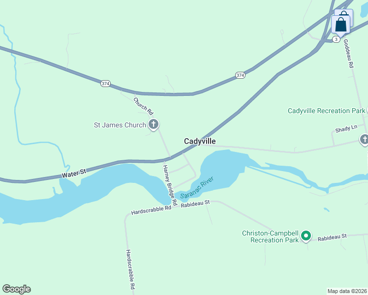 map of restaurants, bars, coffee shops, grocery stores, and more near 2125 Water St in Cadyville