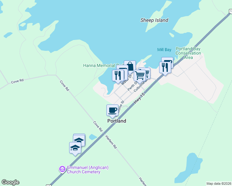 map of restaurants, bars, coffee shops, grocery stores, and more near 4 Water Street in Leeds and Grenville United Counties