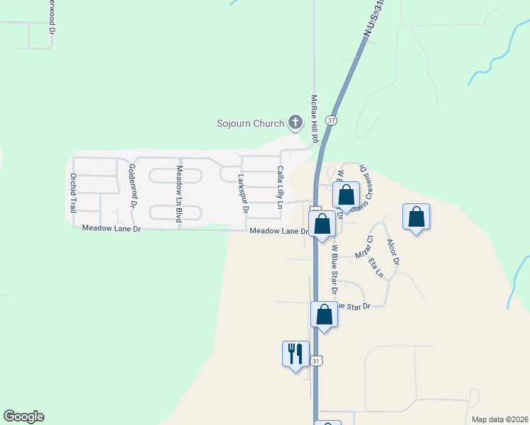 map of restaurants, bars, coffee shops, grocery stores, and more near 4001-4299 Chicory Lane in Traverse City