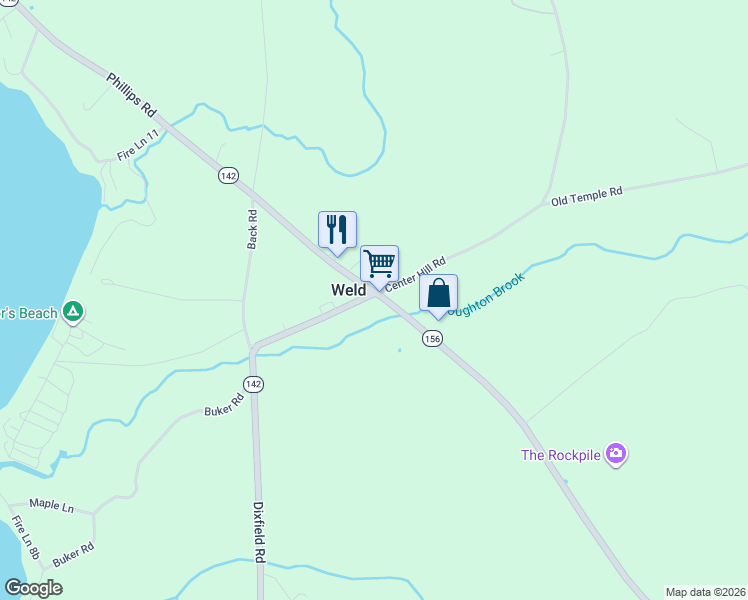 map of restaurants, bars, coffee shops, grocery stores, and more near 1 School Street in Weld