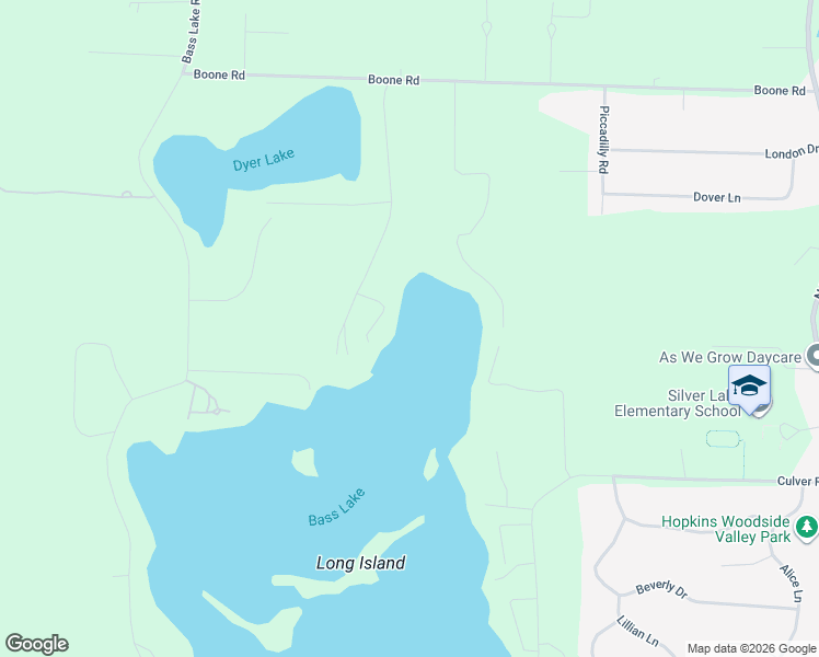 map of restaurants, bars, coffee shops, grocery stores, and more near 734 Dyer Lake Road in Traverse City