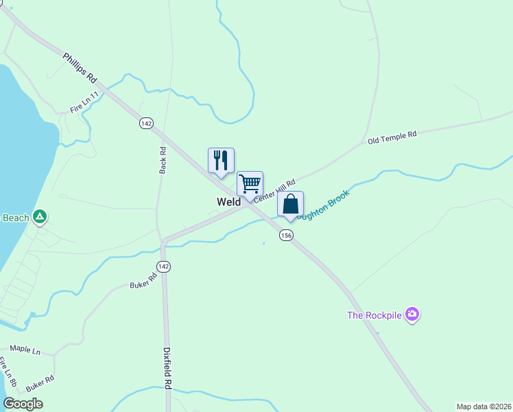 map of restaurants, bars, coffee shops, grocery stores, and more near 1 School Street in Weld