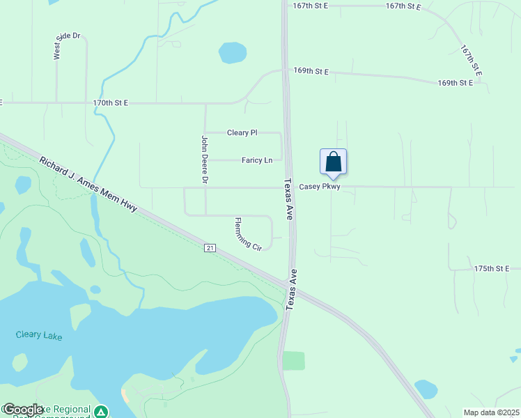 map of restaurants, bars, coffee shops, grocery stores, and more near 6910 Flemming Road in Prior Lake