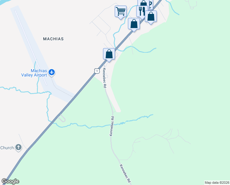 map of restaurants, bars, coffee shops, grocery stores, and more near 40 Kennebec Road in Machias