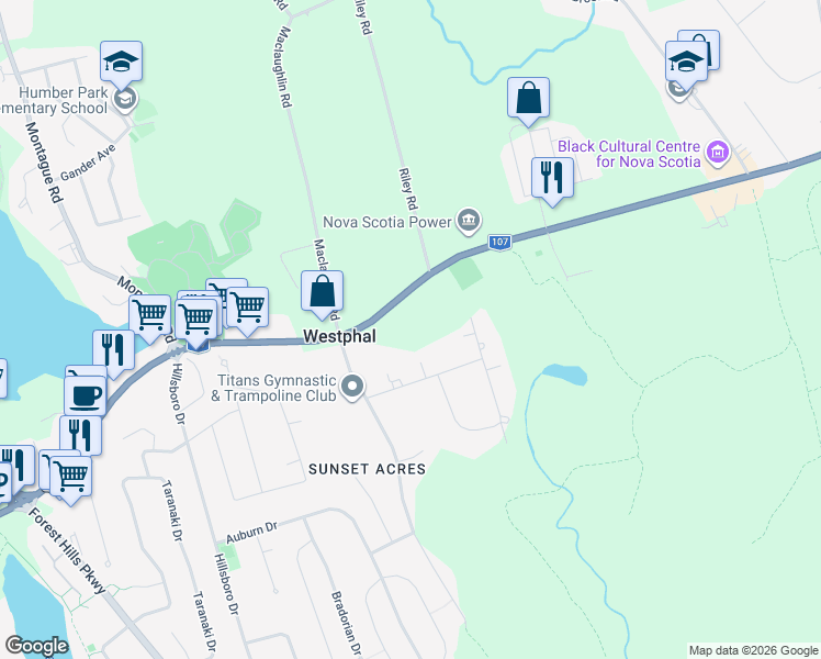 map of restaurants, bars, coffee shops, grocery stores, and more near 910 Nova Scotia Trunk 7 in Dartmouth