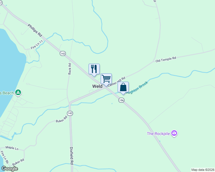 map of restaurants, bars, coffee shops, grocery stores, and more near 1 School Street in Weld