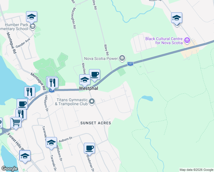 map of restaurants, bars, coffee shops, grocery stores, and more near 910 Nova Scotia Trunk 7 in Dartmouth