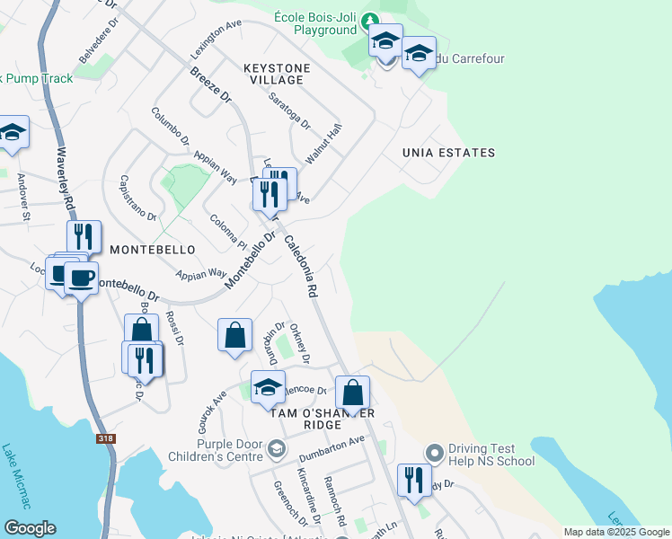 map of restaurants, bars, coffee shops, grocery stores, and more near 11 Poonam Court in Dartmouth