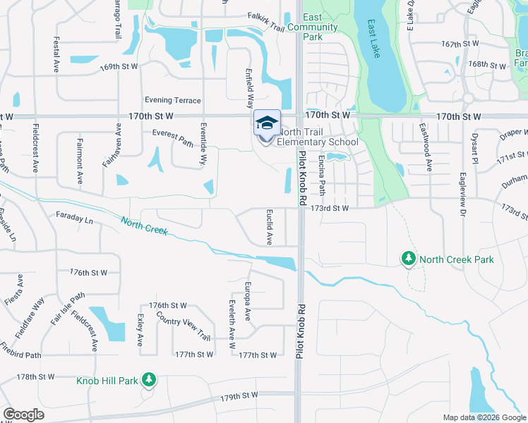 map of restaurants, bars, coffee shops, grocery stores, and more near 17334 Euclid Avenue in Farmington