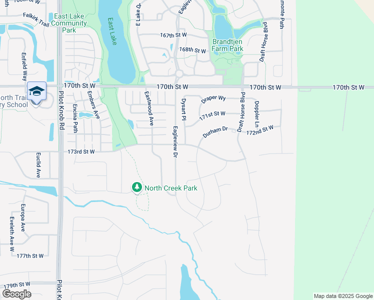 map of restaurants, bars, coffee shops, grocery stores, and more near 5223 173rd Street West in Farmington