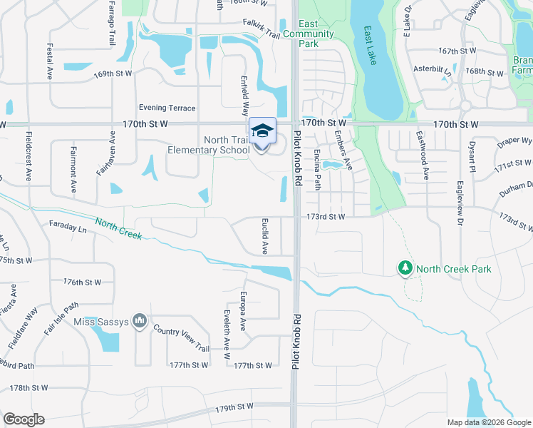 map of restaurants, bars, coffee shops, grocery stores, and more near 17334 Euclid Avenue in Farmington