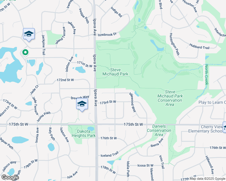map of restaurants, bars, coffee shops, grocery stores, and more near 9419 173rd Street West in Lakeville