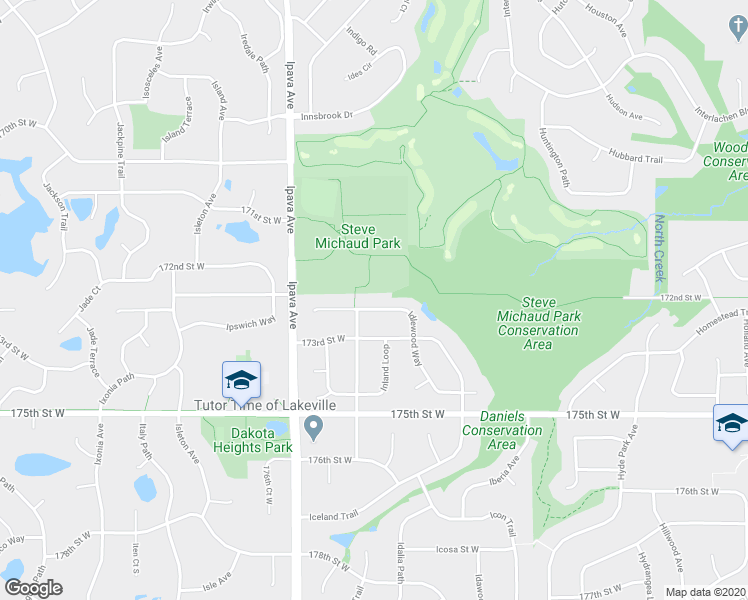 map of restaurants, bars, coffee shops, grocery stores, and more near 17252 Idlewood Way in Lakeville