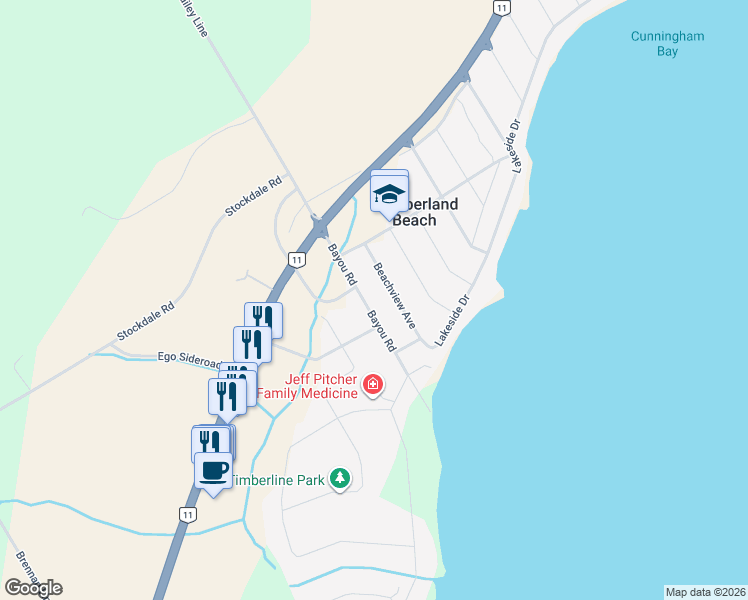 map of restaurants, bars, coffee shops, grocery stores, and more near 3416 Beachview Avenue in Cumberland Beach