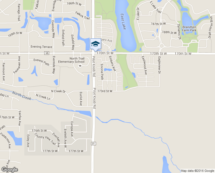 map of restaurants, bars, coffee shops, grocery stores, and more near 173rd Street West in Farmington