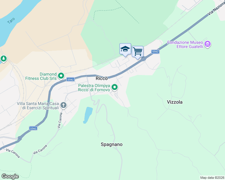 map of restaurants, bars, coffee shops, grocery stores, and more near 7 Via Raffaello Sanzio in Riccò