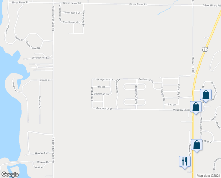 map of restaurants, bars, coffee shops, grocery stores, and more near 930 Tea Berry Trail in Traverse City