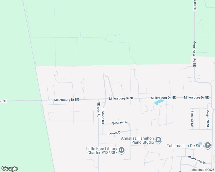 map of restaurants, bars, coffee shops, grocery stores, and more near 2583 Millersburg Drive Northeast in Albany