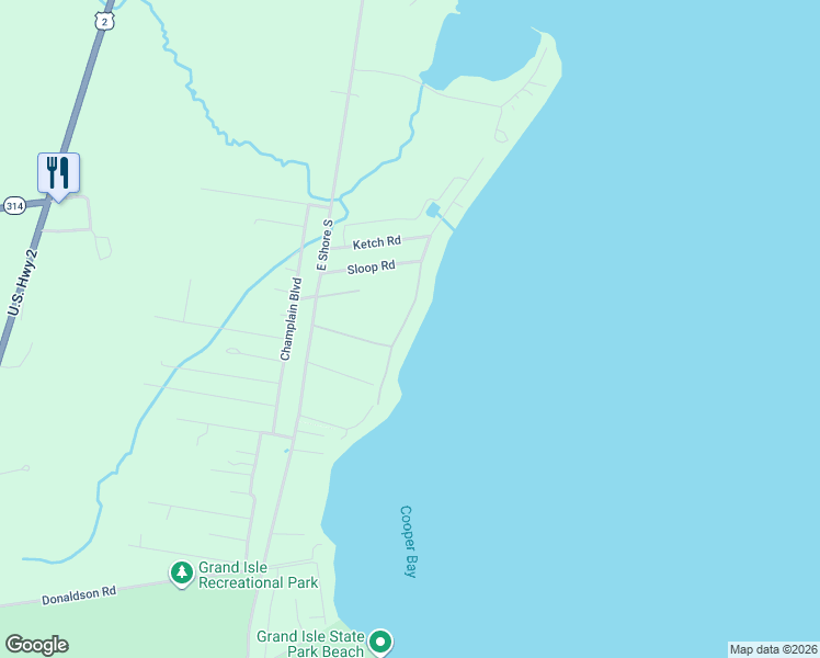 map of restaurants, bars, coffee shops, grocery stores, and more near 14 Sunrise Lane in Grand Isle