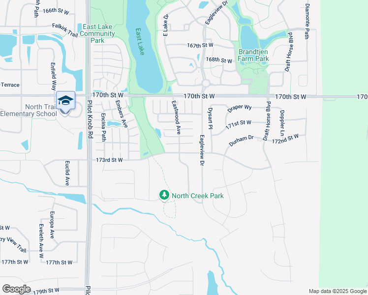 map of restaurants, bars, coffee shops, grocery stores, and more near 5231 173rd Street West in Farmington