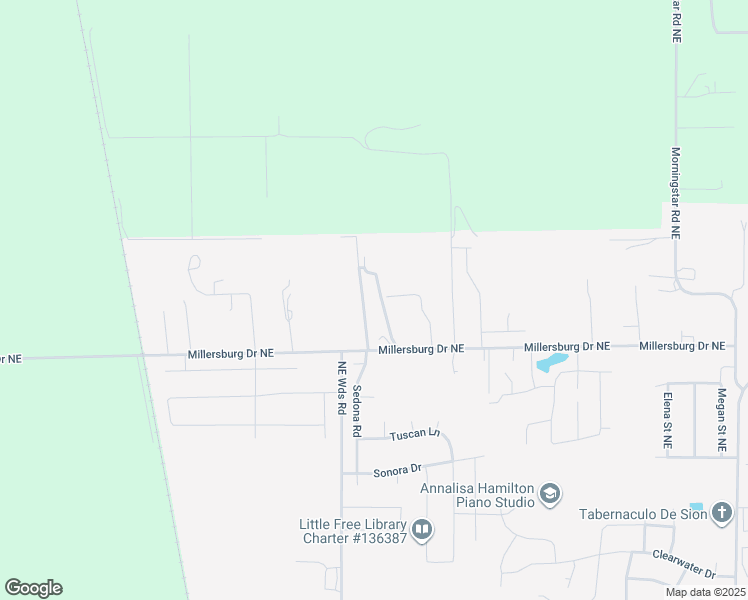 map of restaurants, bars, coffee shops, grocery stores, and more near 2583 Millersburg Drive Northeast in Albany