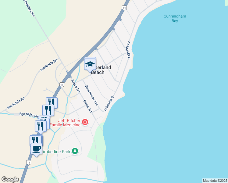 map of restaurants, bars, coffee shops, grocery stores, and more near 3434 Lee Avenue in Cumberland Beach