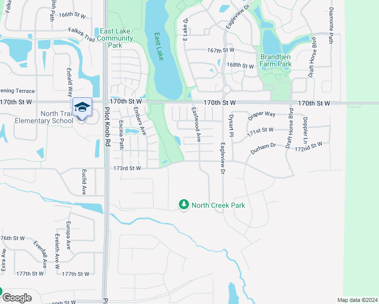 map of restaurants, bars, coffee shops, grocery stores, and more near 17203 Eastwood Avenue in Farmington