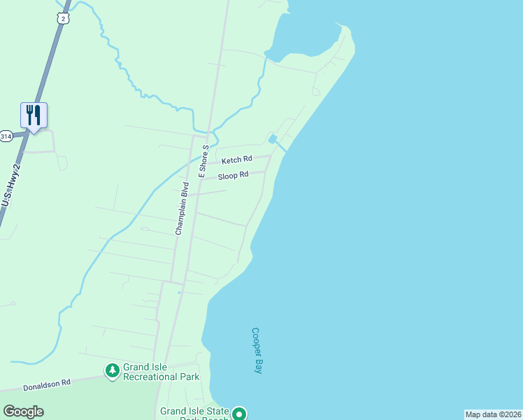 map of restaurants, bars, coffee shops, grocery stores, and more near 14 Sunrise Lane in Grand Isle