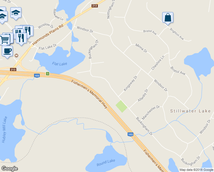 map of restaurants, bars, coffee shops, grocery stores, and more near 139 Buckingham Drive in Stillwater Lake