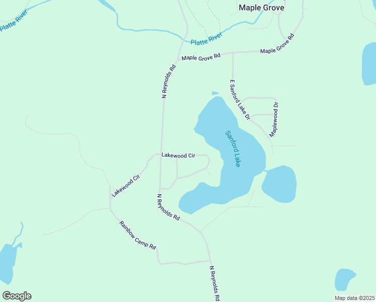 map of restaurants, bars, coffee shops, grocery stores, and more near 18758-18878 Lakewood Circle in Lake Ann