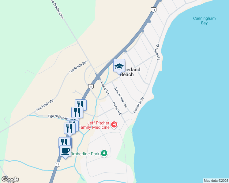 map of restaurants, bars, coffee shops, grocery stores, and more near 3416 Beachview Avenue in Cumberland Beach
