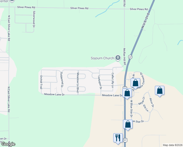 map of restaurants, bars, coffee shops, grocery stores, and more near 4201-4235 Daffodil Circle in Traverse City