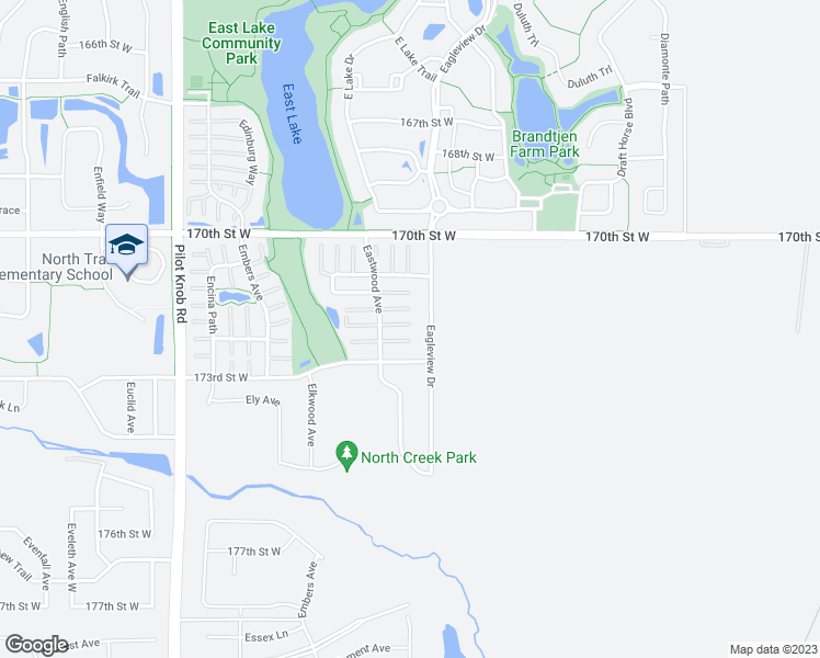 map of restaurants, bars, coffee shops, grocery stores, and more near 5231 173rd Street West in Farmington