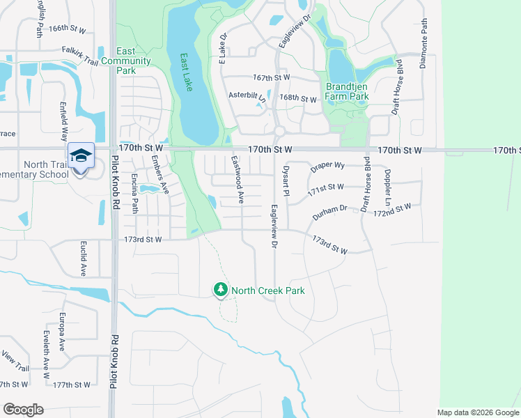 map of restaurants, bars, coffee shops, grocery stores, and more near 5231 173rd Street West in Farmington