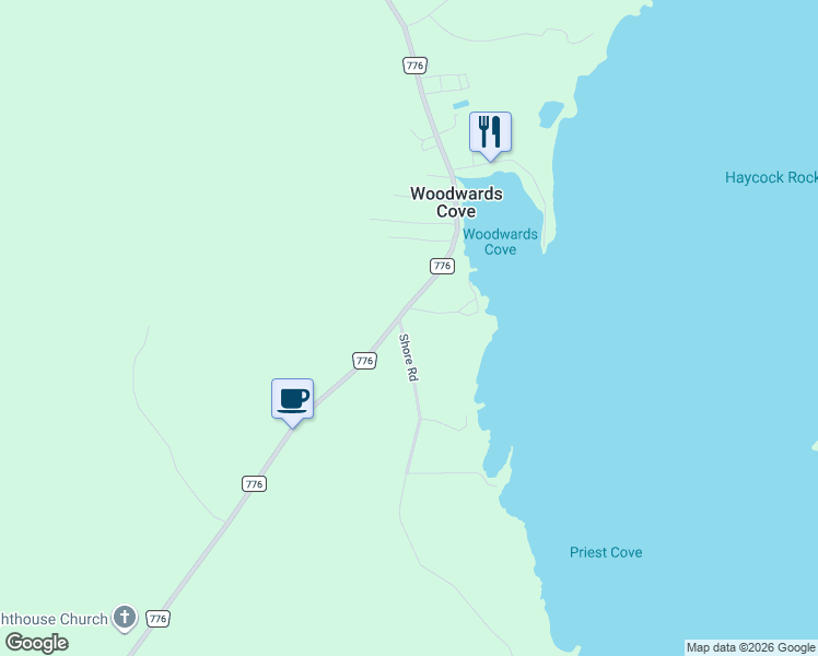 map of restaurants, bars, coffee shops, grocery stores, and more near 7 Shore Road in Grand Manan