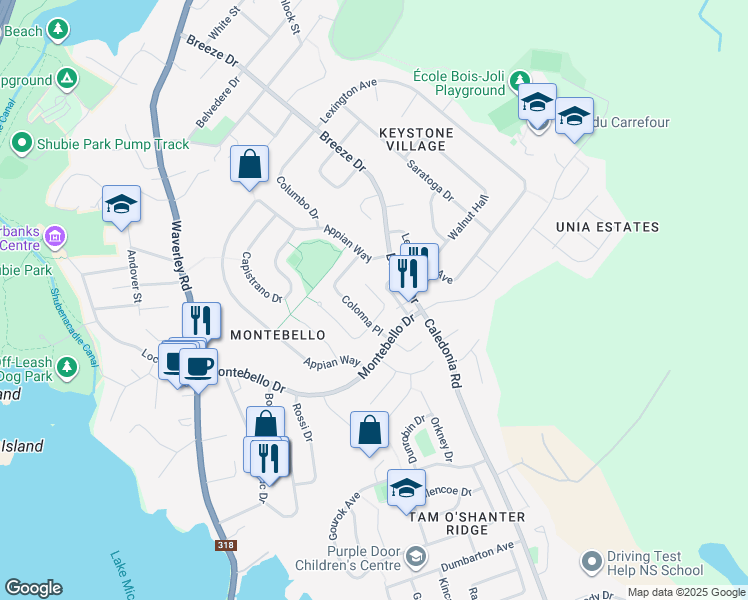 map of restaurants, bars, coffee shops, grocery stores, and more near 13 Viscaya Place in Dartmouth