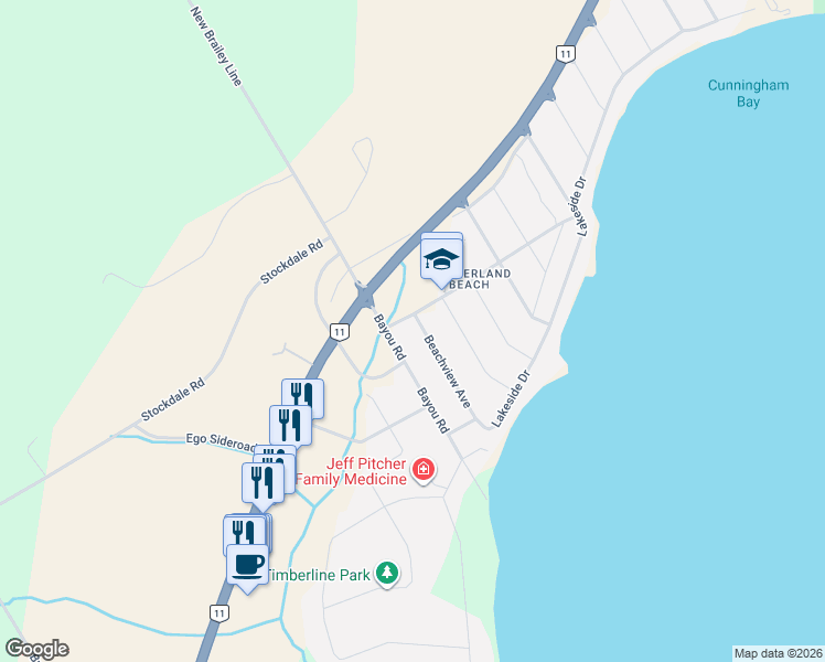 map of restaurants, bars, coffee shops, grocery stores, and more near 3416 Beachview Avenue in Cumberland Beach
