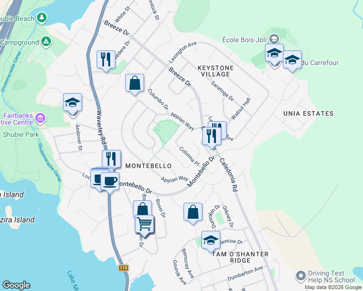map of restaurants, bars, coffee shops, grocery stores, and more near 51 Colonna Place in Dartmouth