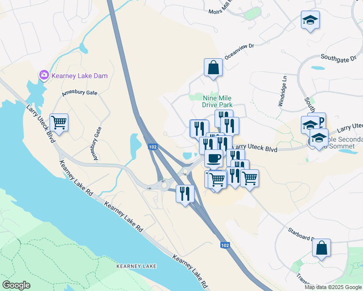 map of restaurants, bars, coffee shops, grocery stores, and more near 81 Dellridge Lane in Bedford