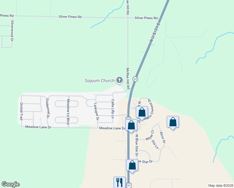 map of restaurants, bars, coffee shops, grocery stores, and more near 1000 Calla Lilly Lane in Traverse City