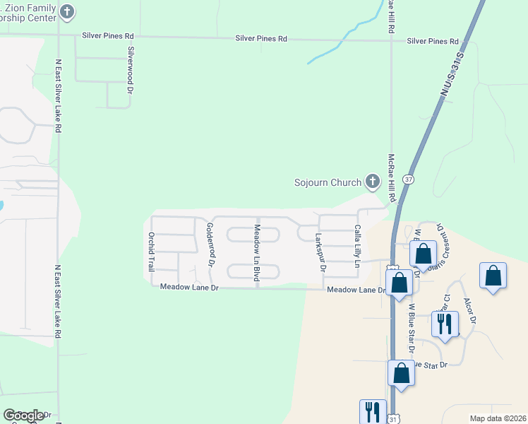 map of restaurants, bars, coffee shops, grocery stores, and more near 4356 Goldenrod Drive in Traverse City