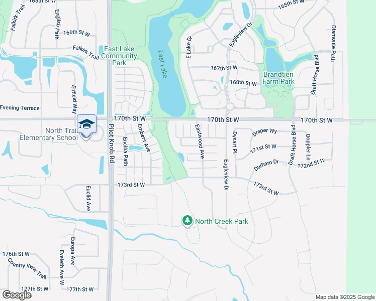 map of restaurants, bars, coffee shops, grocery stores, and more near 17157 Eagleview Way in Farmington