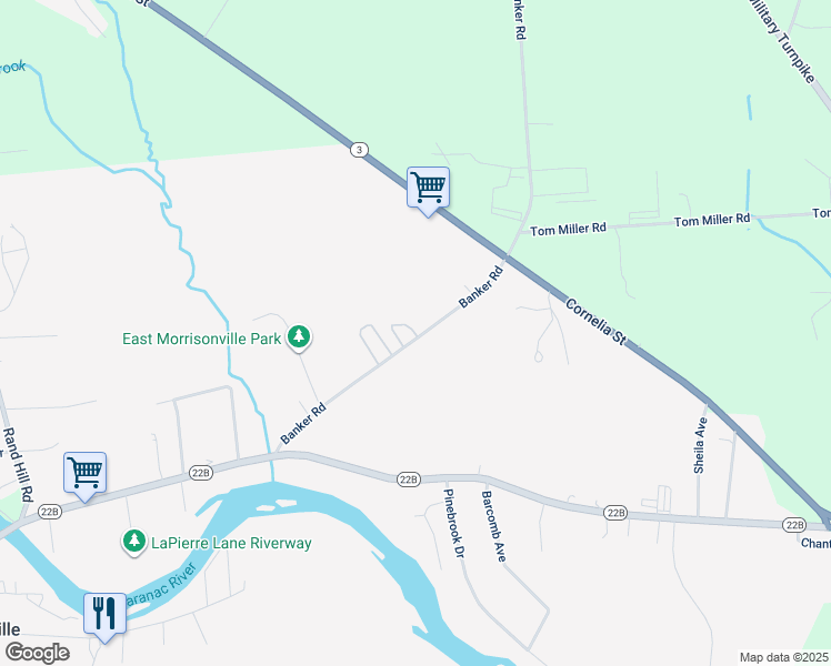map of restaurants, bars, coffee shops, grocery stores, and more near 11 Old Orchard Street in Morrisonville